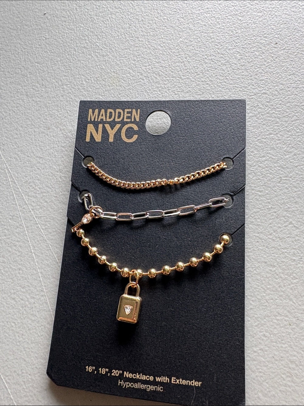 NWT Steve Madden 3 necklace set lock and key